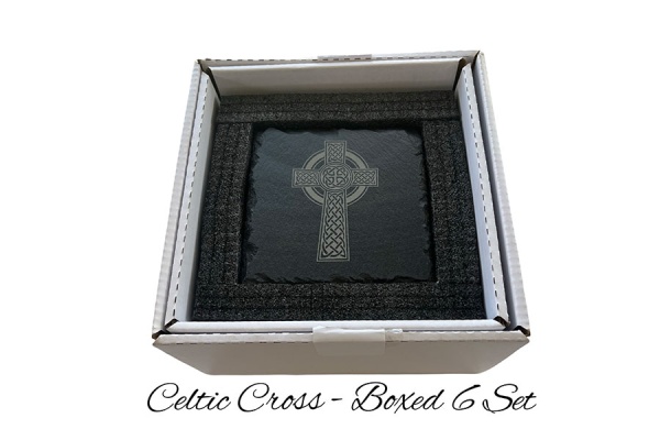 Celtic Cross Slate Coaster - boxed 6 pack