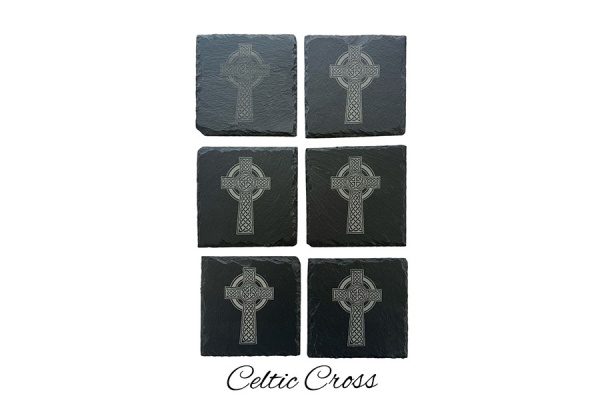 Celtic Cross Slate Coaster - 6 pack